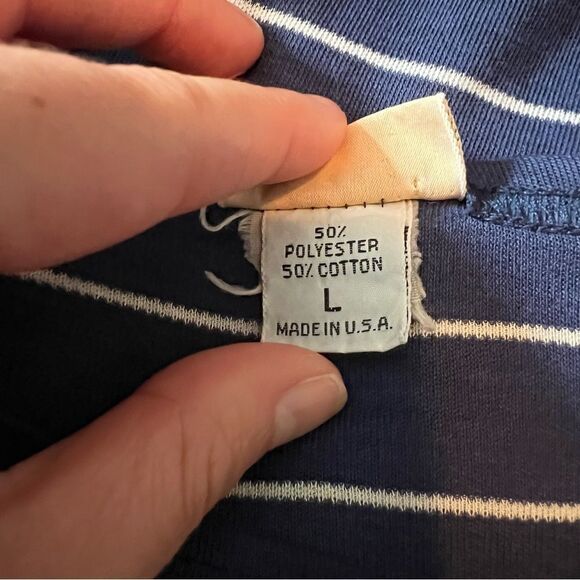 L.L.‎ Bean navy striped 3/4 sleeve dress. Size large - Picture 10 of 11